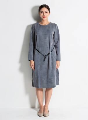 Robe mi-longue imprimé fantaisie manches longues bleu DIANE LAURY femme