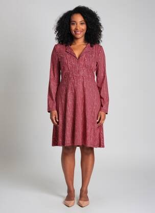 Robe mi-longue manches longues manches longues rouge SURKANA femme