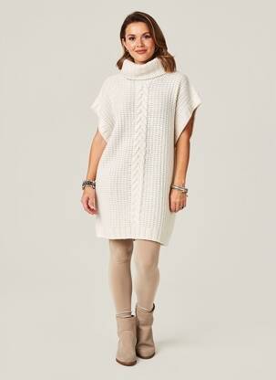 Robe pull coupe droite manches courtes beige YEST femme
