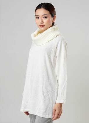 Pull tunique manches longues manches longues blanc SEMIOLOGY femme
