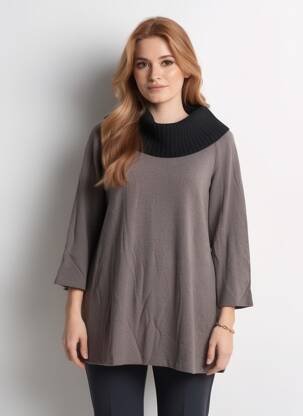 Pull tunique manches longues manches longues gris SEMIOLOGY femme