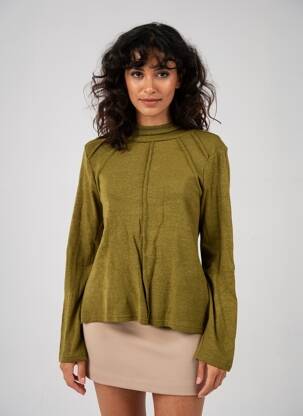 Pull coupe cintrée manches longues vert SEMIOLOGY femme