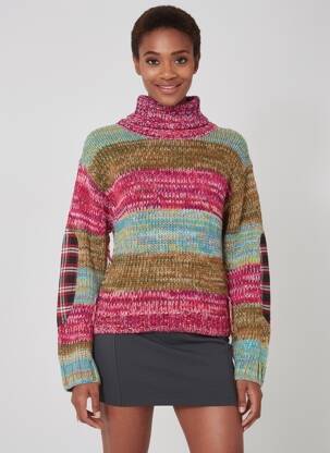 Pull col roulé coupe cintrée manches longues rose SEMICOUTURE femme