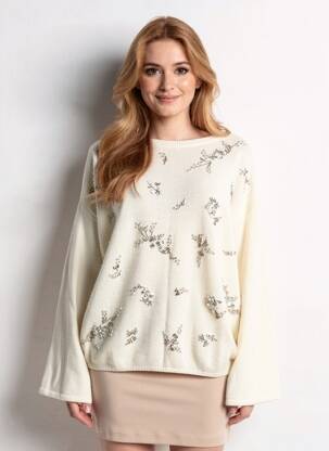 Pull coupe droite manches longues beige SEMICOUTURE femme