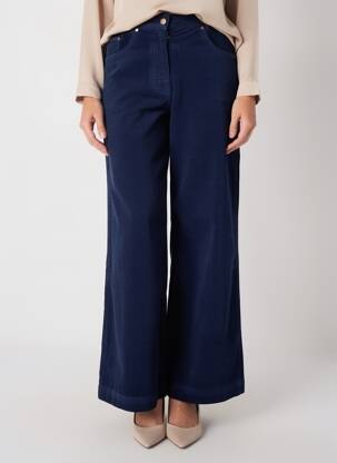 Pantalon droit fermeture zippée sous rabat boutonné taille normale bleu TINSELS femme