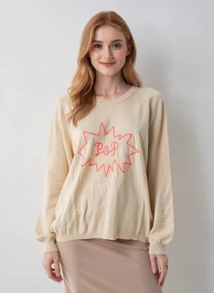 Pull coupe droite manches longues beige VILA femme