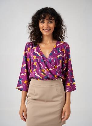 Top stretch manches 3/4 violet LA FIANCEE DU MEKONG femme