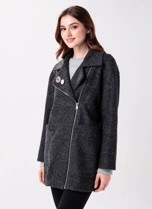 Manteau long coupe cintrée sans capuche gris REDSOUL femme