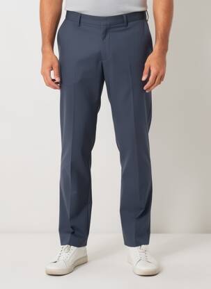 Pantalon chino fermeture zippée sous rabat avec crochet taille normale bleu JAQK homme