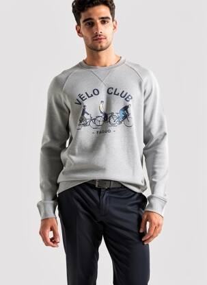 Pull col rond manches longues gris FAGUO homme