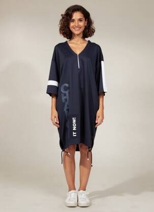 Robe mi-longue manches 3/4 manches 3/4 bleu SEE YOU femme