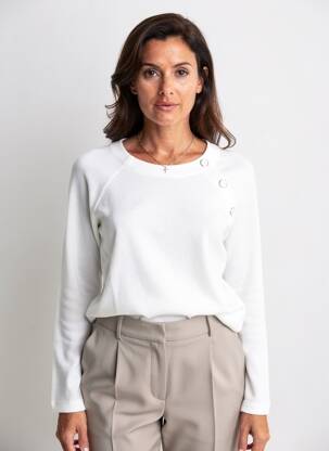 Pull tissage chiné manches longues blanc MALOKA femme
