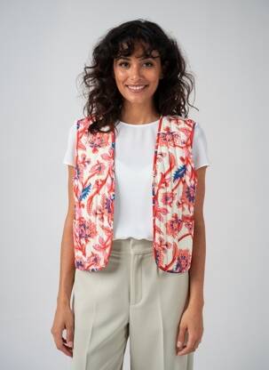 Gilet sans manche maille fine rouge C'EST BEAU LA VIE femme