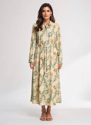 Robe longue manches longues manches longues beige MASON'S femme