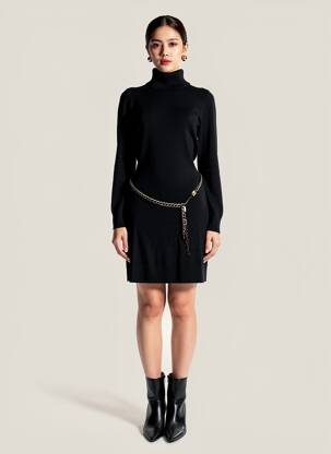Robe pull stretch manches longues noir MICHAEL KORS femme