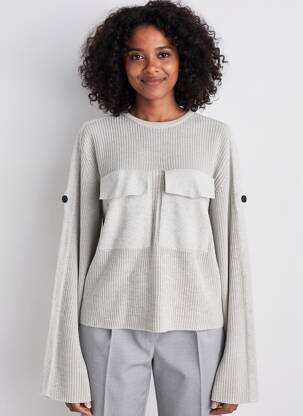 Pull coupe droite manches longues gris NOTSHY femme
