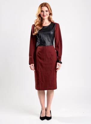 Robe mi-longue manches longues manches longues rouge BCBGMAXAZRIA femme
