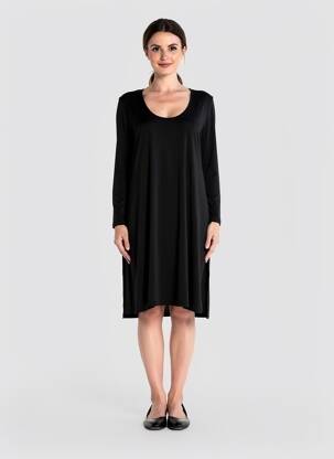 Robe mi-longue coupe fluide manches longues noir EDMOND BOUBLIL femme