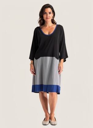 Robe mi-longue manches 3/4 manches 3/4 gris EDMOND BOUBLIL femme