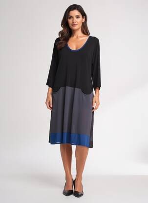 Robe mi-longue manches 3/4 manches 3/4 gris fonce EDMOND BOUBLIL femme