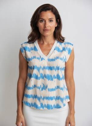 Blouse légère et transparente manches courtes bleu IT HIPPIE femme