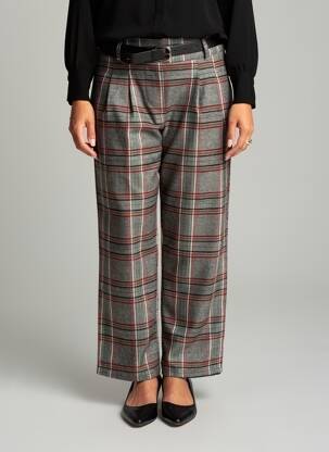 Pantalon droit taille à pinces taille haute gris LA FEE MARABOUTEE femme