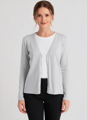 Gilet manches longues stretch gris MAJESTIC FILATURES femme
