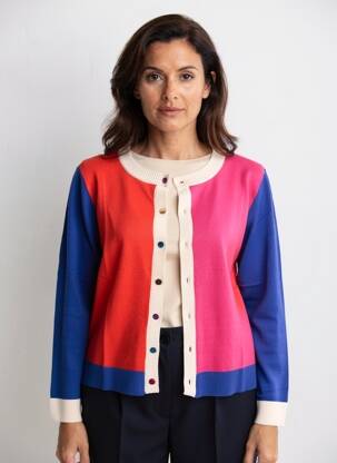 Gilet manches longues col rond rose CHANON femme