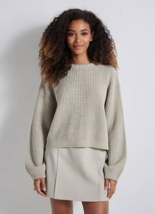 Pull tissage chiné manches longues gris AMERICAN VINTAGE femme