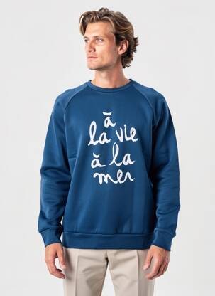 Pull col rond manches longues bleu BASK IN THE SUN homme