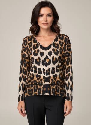 Pull coupe droite manches longues noir LEO & UGO femme