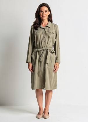 Robe mi-longue manches longues manches longues vert DOLCEZZA femme
