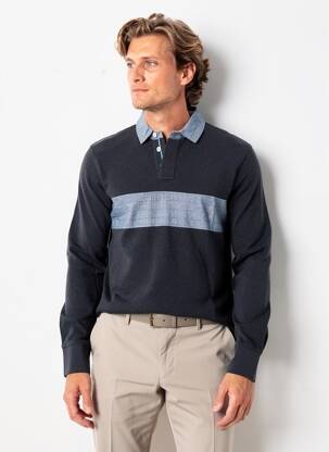 Polo manches longues manches longues bleu WHITE STUFF homme