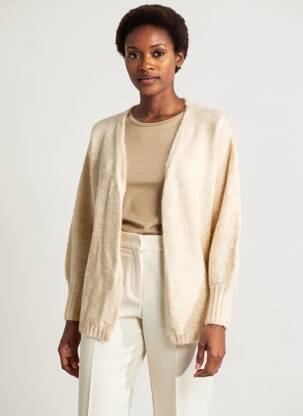 Gilet manches longues resserrée sur le bas beige SURKANA femme