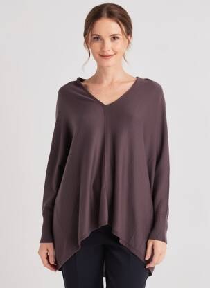 Pull tunique stretch manches longues violet LA FEE MARABOUTEE femme