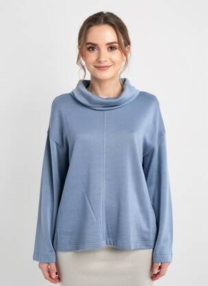 Pull coupe cintrée manches longues bleu SIGNE NATURE femme