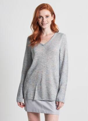 Pull tissage chiné manches longues bleu MAUD & SACHA femme
