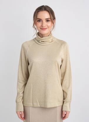 Pull col roulé coupe cintrée manches longues or SIGNE NATURE femme