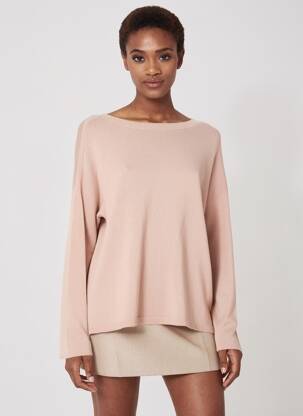 Pull col bateau manches longues rose SIGNE NATURE femme