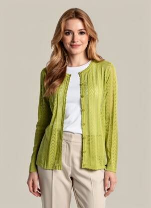 Gilet manches longues col rond vert DANEVA femme