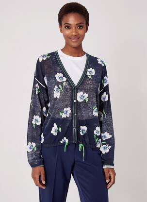Gilet manches longues fermeture boutonnée sur le devant bleu OUI femme
