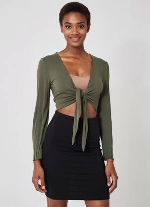 Gilet manches longues stretch vert LA FEE MARABOUTEE femme