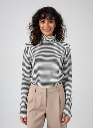 Pull col roulé coupe cintrée manches longues noir KANOPE femme
