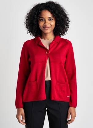 Gilet manches longues resserrée sur le bas rouge ARMOR LUX femme