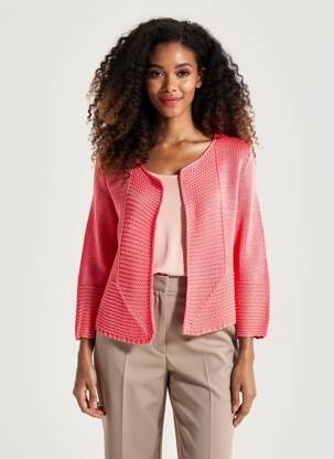 Gilet manches longues col rond rose TEL'TELLE femme