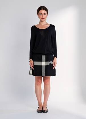 Robe mi-longue manches longues manches longues noir CAPTAIN TORTUE femme