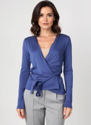 Gilet cache-cœur stretch bleu LADY CAPTAIN femme