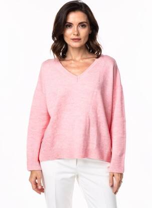 Pull tissage chiné manches longues rose MAISON CAPTAIN femme