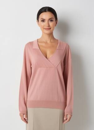 Pull coupe cintrée manches longues rose MISS CAPTAIN femme