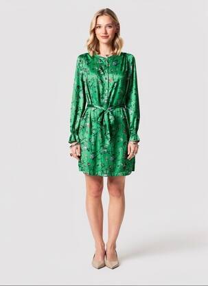 Robe mi-longue imprimé fantaisie manches longues vert RAFAEL TOUS femme